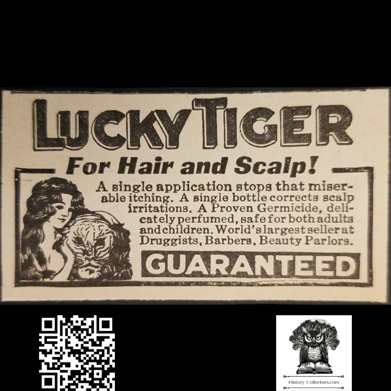 1931 Lucky Tiger Print Advertisement Clipping - Hair Care Tonic - Great Depression Era - Ready For Framing