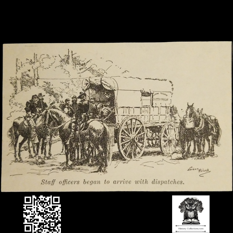 1931 Civil War Military Battery Wagon Illustration Print - Norman Mills Price - Telegraph Services - Great Depression Era