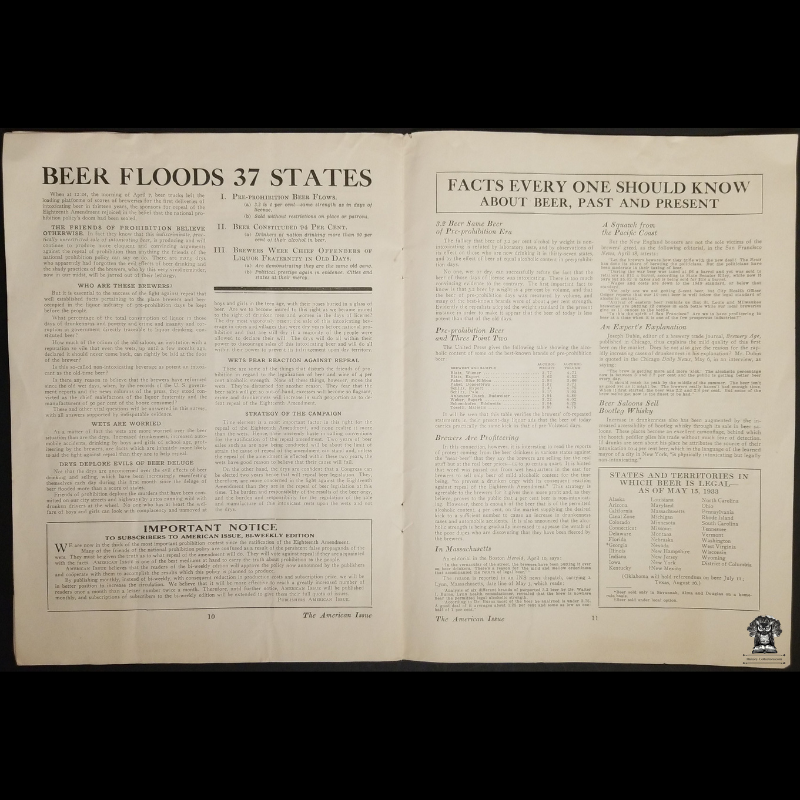 1933 The American Issue Anti-Repeal Prohibition Publication - Christian Patriotism National Edition - 110 S State St Westerville Ohio - May - Dr Haven Emerson