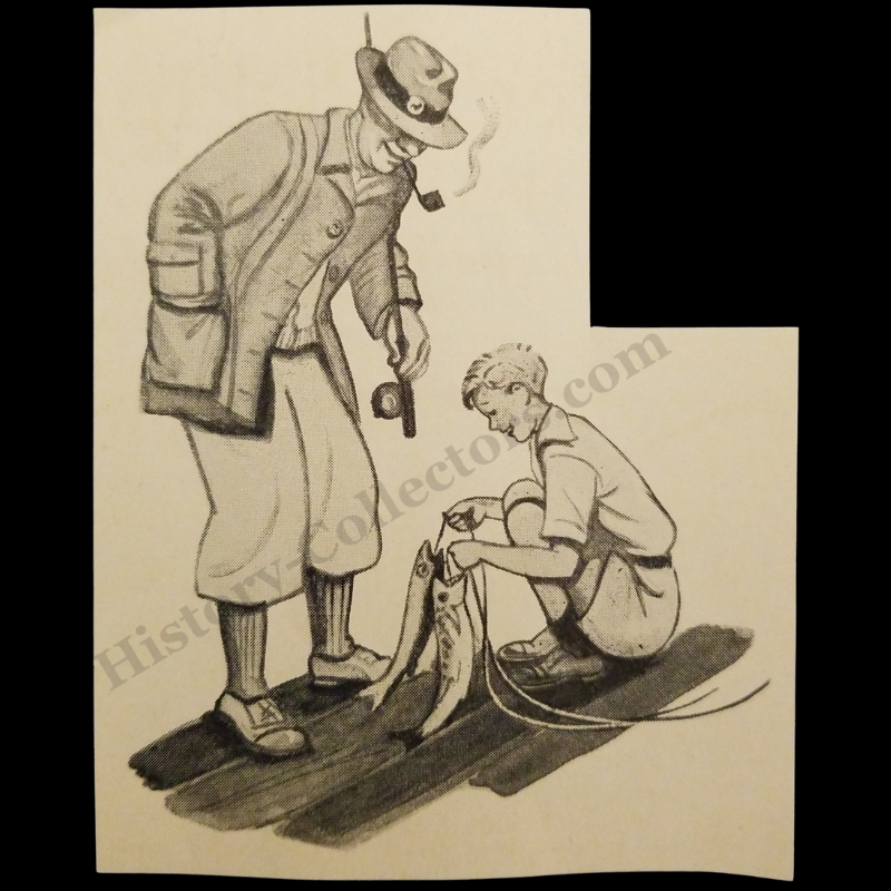 1935 Father And Son Admiring Fishing Harvest Illustration Print Clipping - Great Depression Era - Ready For Framing