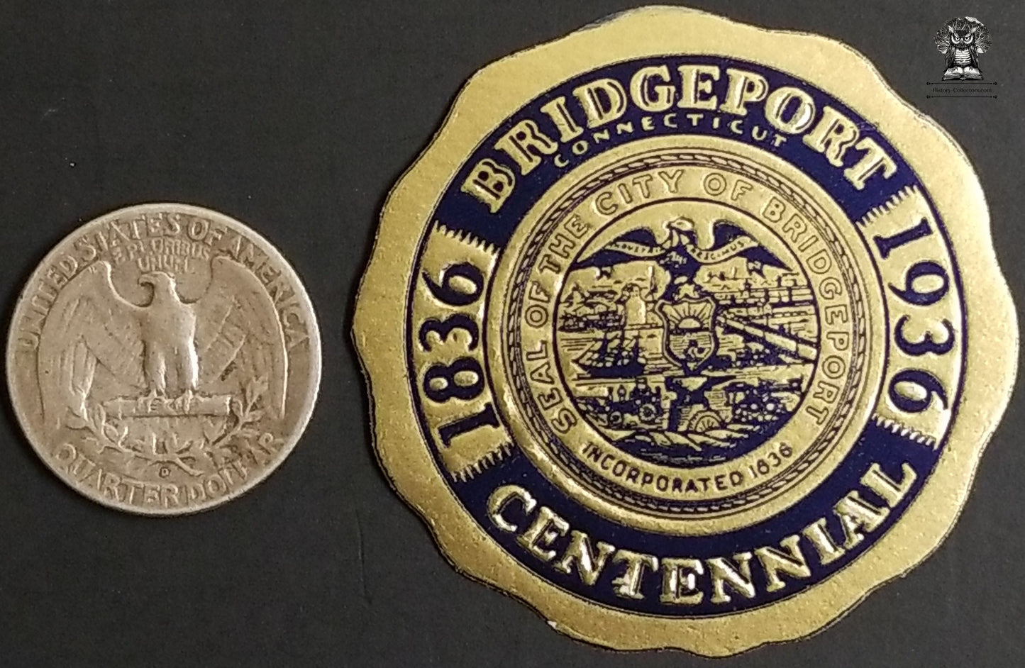 1936 Bridgeport CT Centennial Exhibition City Seal - Embossed Advertising