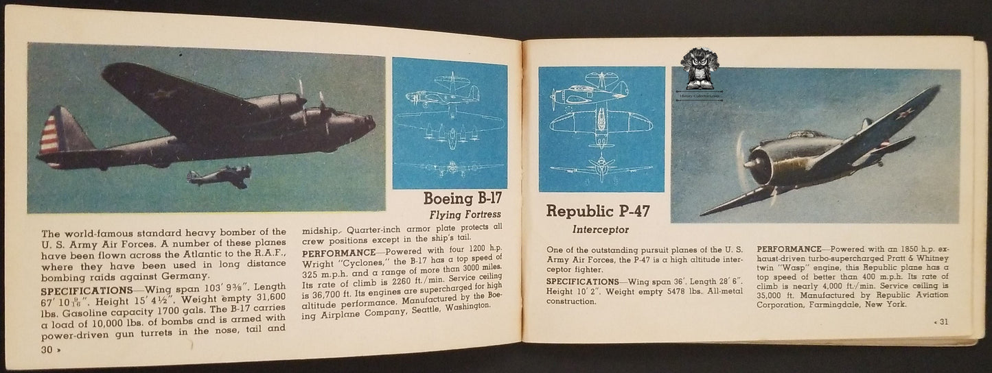 1942 Children's Photo Book Airplanes of the USA Buy Bonds & Stamps For Defense - Whitman Publishing Company Racine Wisconsin