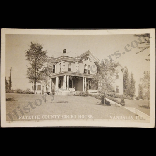 1944 Fayette County Court House Vandalia Illinois RPPC Real Photo Postcard - Orbra King Utica Kentucky - 1c Four Freedoms Stamp - March 2 - WWII Era