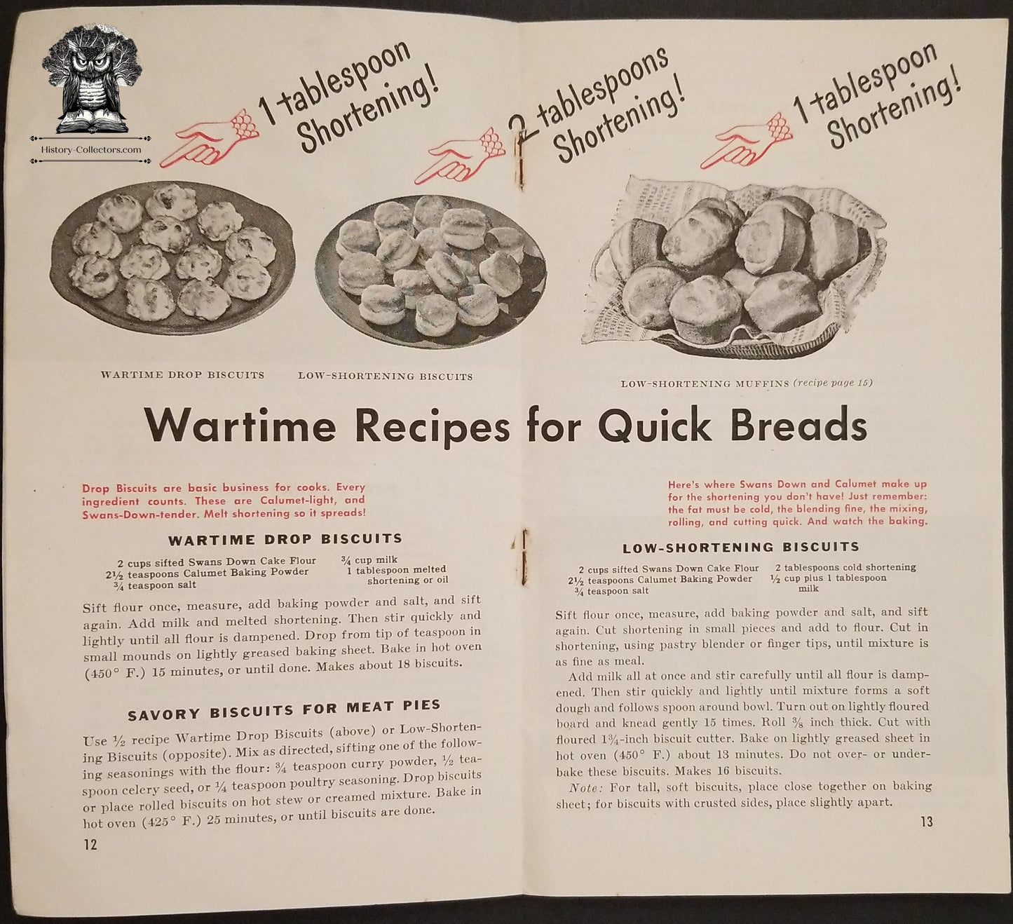 1944 WWII Era Ration Recipe Booklet - Swan Calumet Advertising - Kate Smith First Lady Of Radio Celebrity - Cakes Desserts Bread