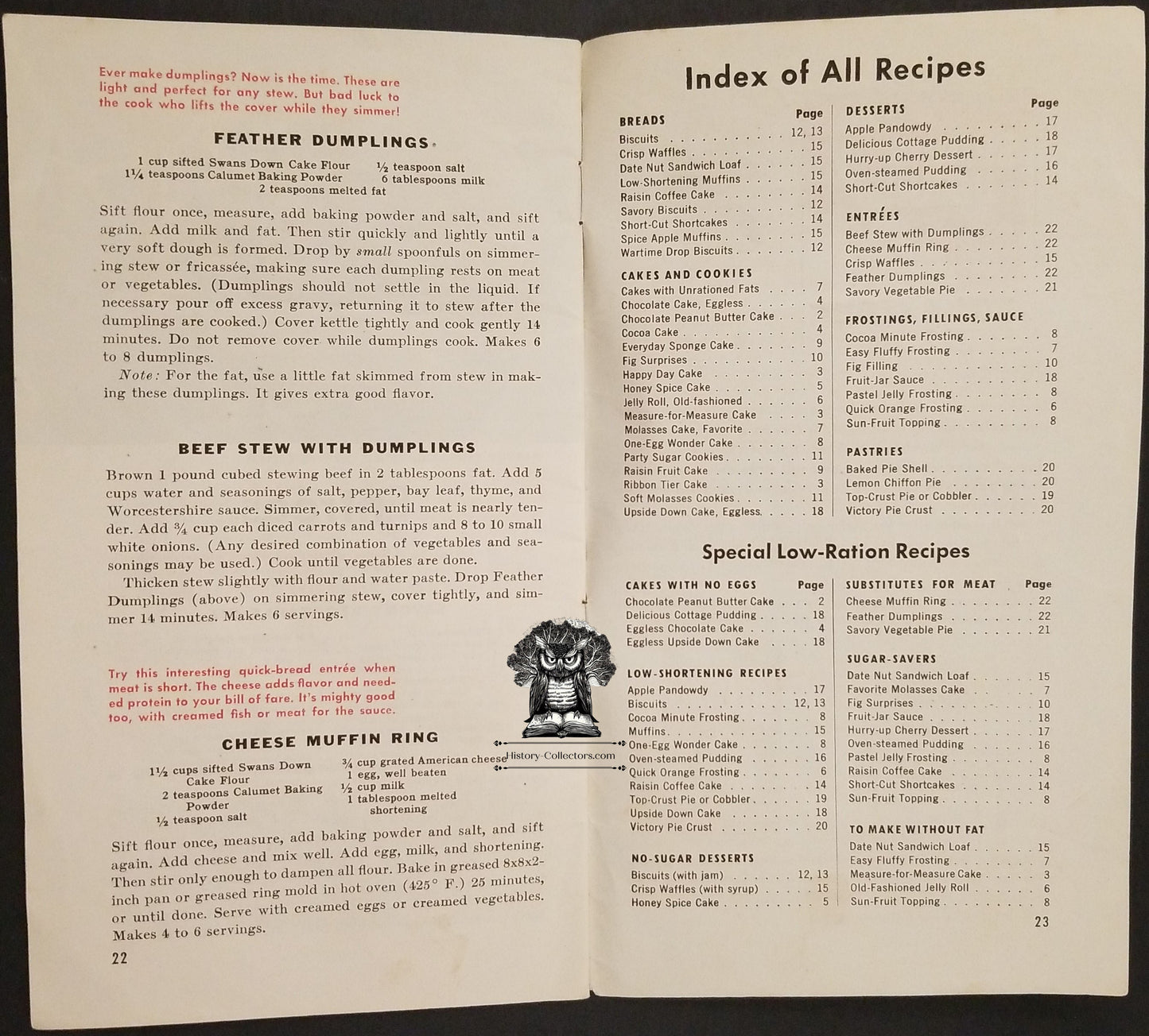 1944 WWII Era Ration Recipe Booklet - Swan Calumet Advertising - Kate Smith First Lady Of Radio Celebrity - Cakes Desserts Bread