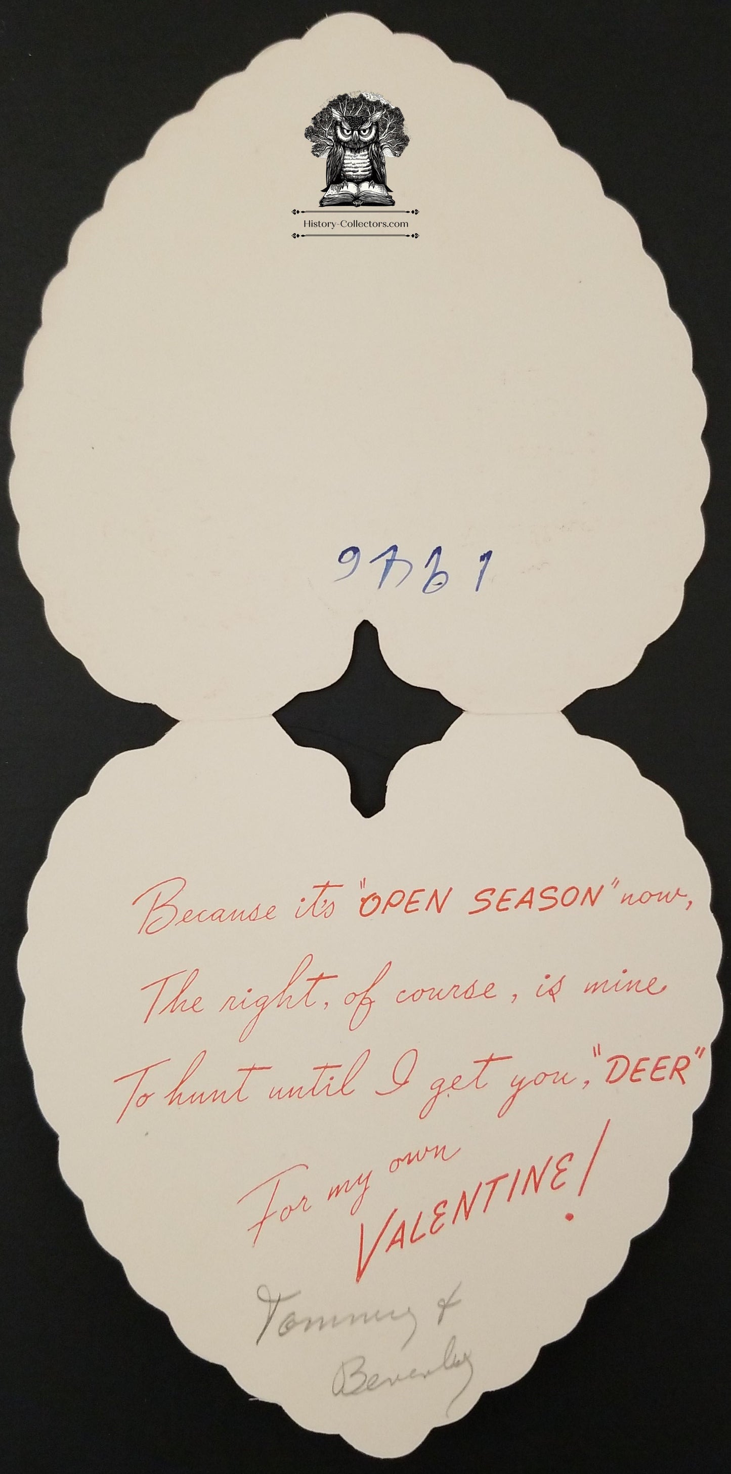 1946 Children's Exchange Valentine's Day Card - Fold Open Deer Hunting Season Buck