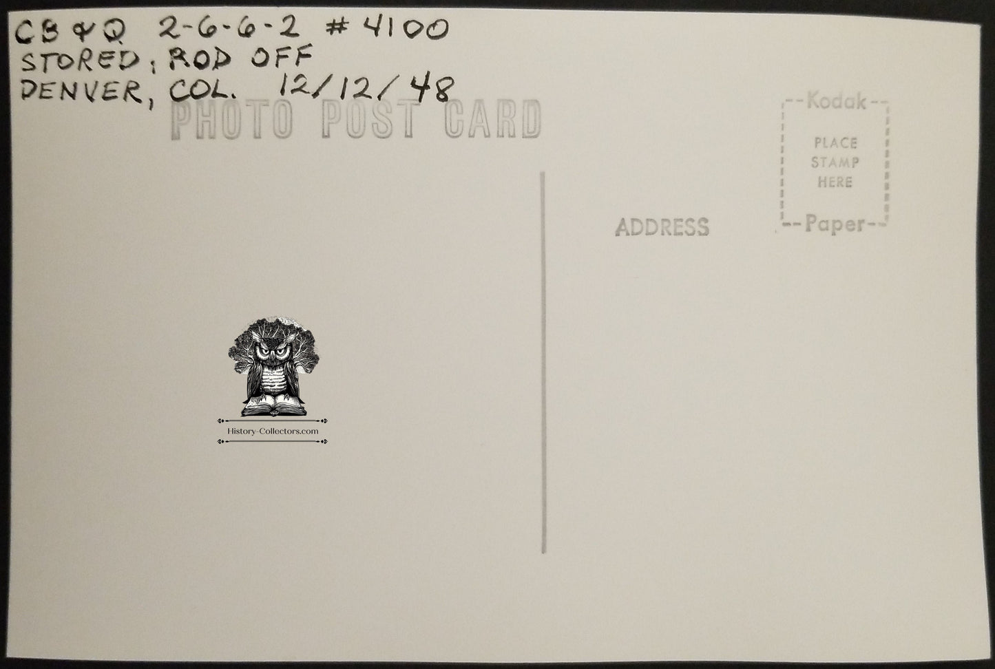 1948 RPPC Picture Postcard - CB&Q Railroad Coal Steam Engine Train 4100 - Denver Colorado