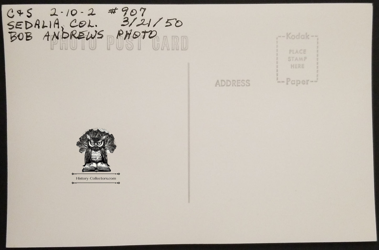 1950 RPPC Picture Postcard - CC&S Railroad Coal Steam Engine 907 - Sedalia Colorado - Photographer Bob Robert Andrews