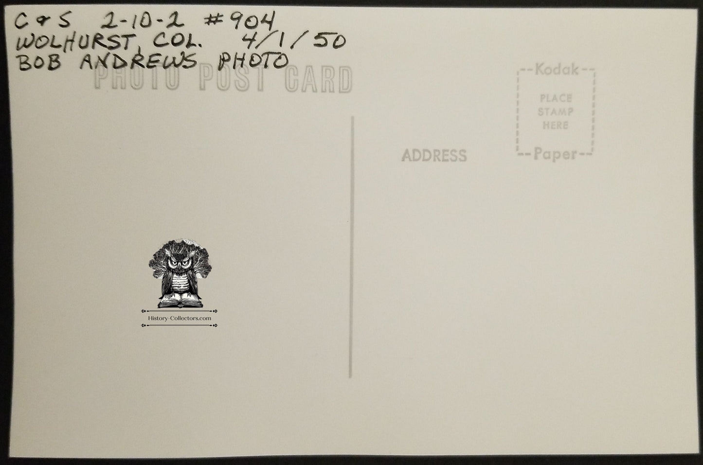 1950 RPPC Picture Postcard - C&S Railroad Coal Steam Engine 904 - Wolhurst Colorado - Bob Andrews Photographer