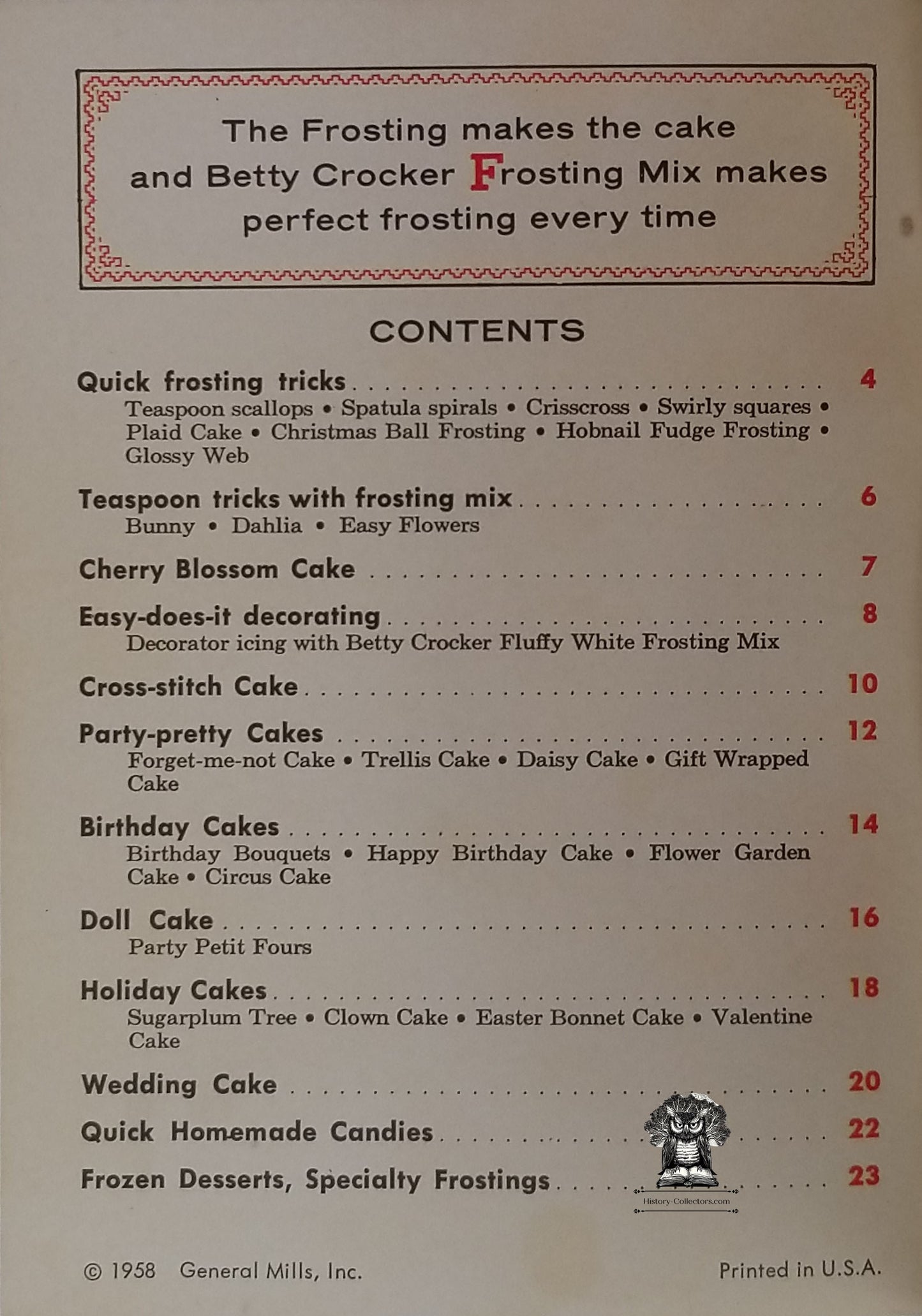 1958 Betty Crocker Frosting Secrets Cookbook - How To Piping Baking Cakes