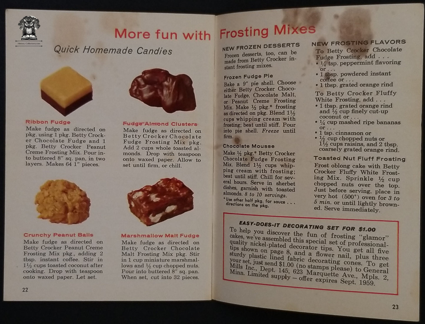 1958 Betty Crocker Frosting Secrets Cookbook - How To Piping Baking Cakes
