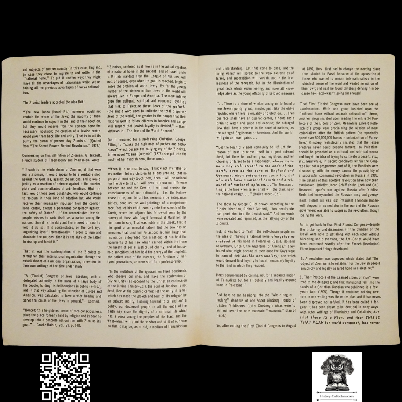 1958 Story Of Modern Zionism Newsletter Part Two - Secrets Of The Synagogue Of Satan - Don Bell Reports Commentary - October 31 - Anti-Zionism - Israel Geopolitical Criticism