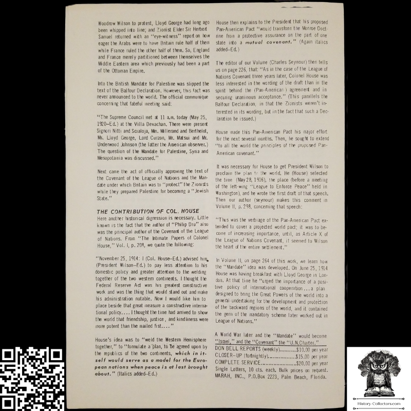 1958 Story Of Modern Zionism Newsletter Part Seven - Secrets Of The Synagogue Of Satan - Don Bell Reports Commentary - December 5 - Anti-Zionism - Israel Geopolitical Criticism