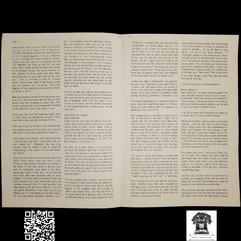 1958 Story Of Modern Zionism Newsletter Part Nine - Secrets Of The Synagogue Of Satan - Don Bell Reports Commentary - December 19 - Anti-Zionism - Israel Geopolitical Criticism