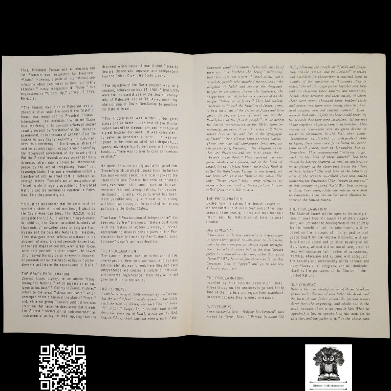 1959 Story Of Modern Zionism Newsletter Part Fourteen - Secrets Of The Synagogue Of Satan - Don Bell Reports Commentary - January 30 - Anti-Zionism - Israel Geopolitical Criticism
