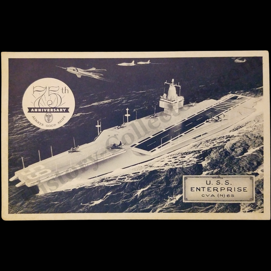 1961 QSL Amateur Radio Postcard (Not RPPC) - 75th Anniversary Of Newport News Shipbuilding And Dry Dock Company - U.S.S. Enterprise Nuclear-Powered Aircraft Carrier
