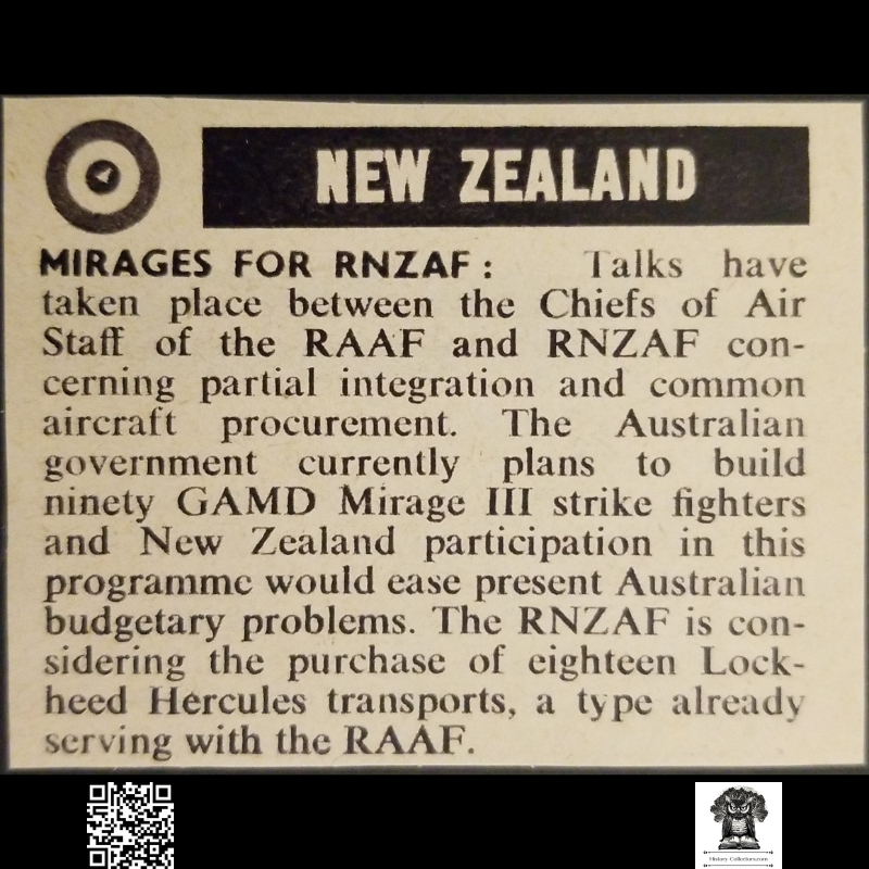 1962 Royal New Zealand & Australian Air Force Aircraft Procurement And Integration News Clipping - ANZUS Treaty - Cold War - Ready For Framing