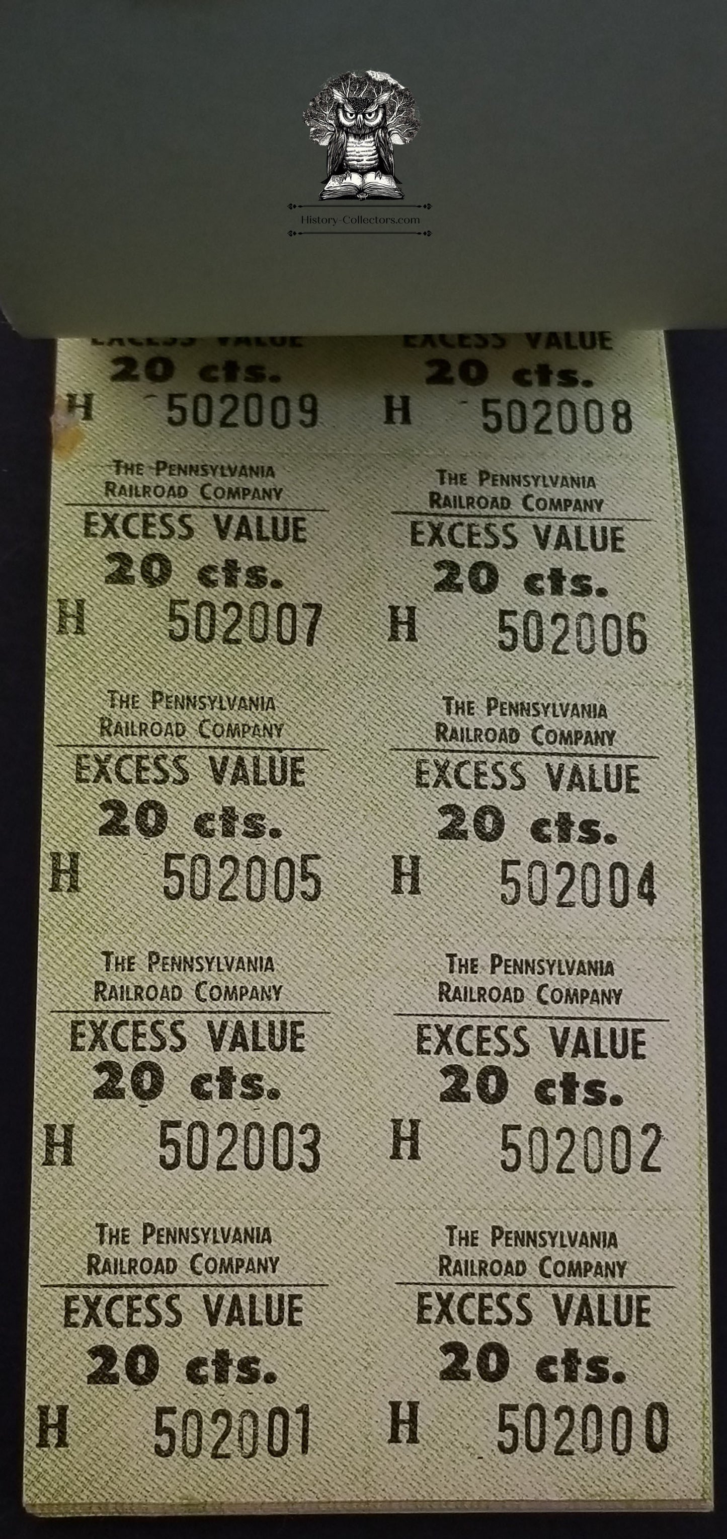 1965 Pennsylvania Railroad Company Excess Value Stamps 20c Booklet PRR Station