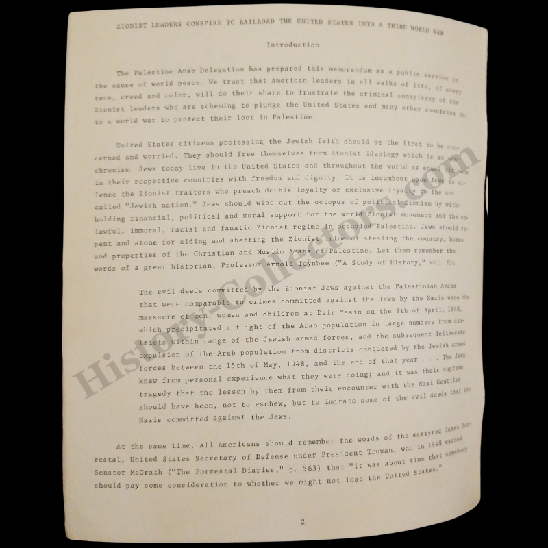 1966 Palestine Arab Delegation Booklet - Zionist Leaders Conspire To Railroad The United States Into A Third World War - 441 Lexington Avenue Room 509 New York - Anti-Zionism Ideology - Foreign Agents Registration - March 1