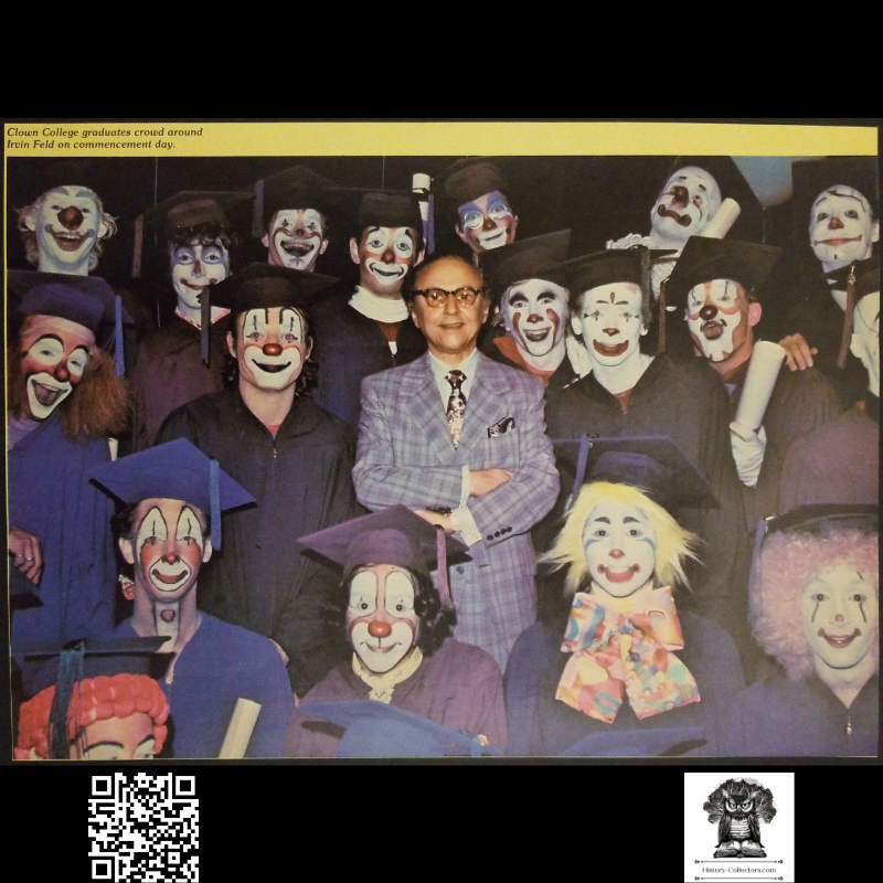 1976 Ringling Bros & Barnum Bailey Circus Clown College Commencement Graduation Print Clipping - Irvin Feld - Ready For Framing
