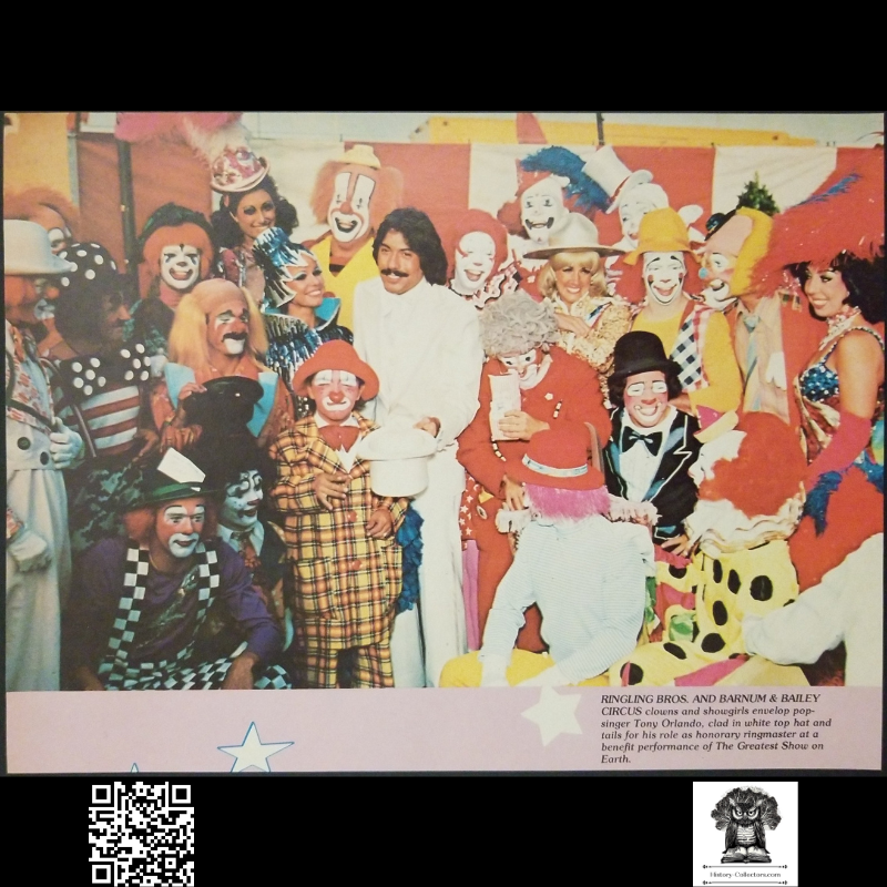 1976 Ringling Bros & Barnum Bailey Circus Print Clipping - Tony Orlando Honorary Ringmaster - Clowns - Ready For Framing