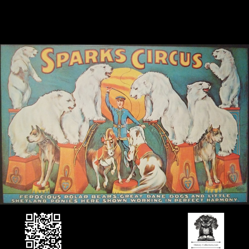 1976 Ringling Bros & Barnum Bailey Circus Print Clipping - Sparks Circus - Polar Bear Act - Classic Poster Style Reproduction - Ready For Framing