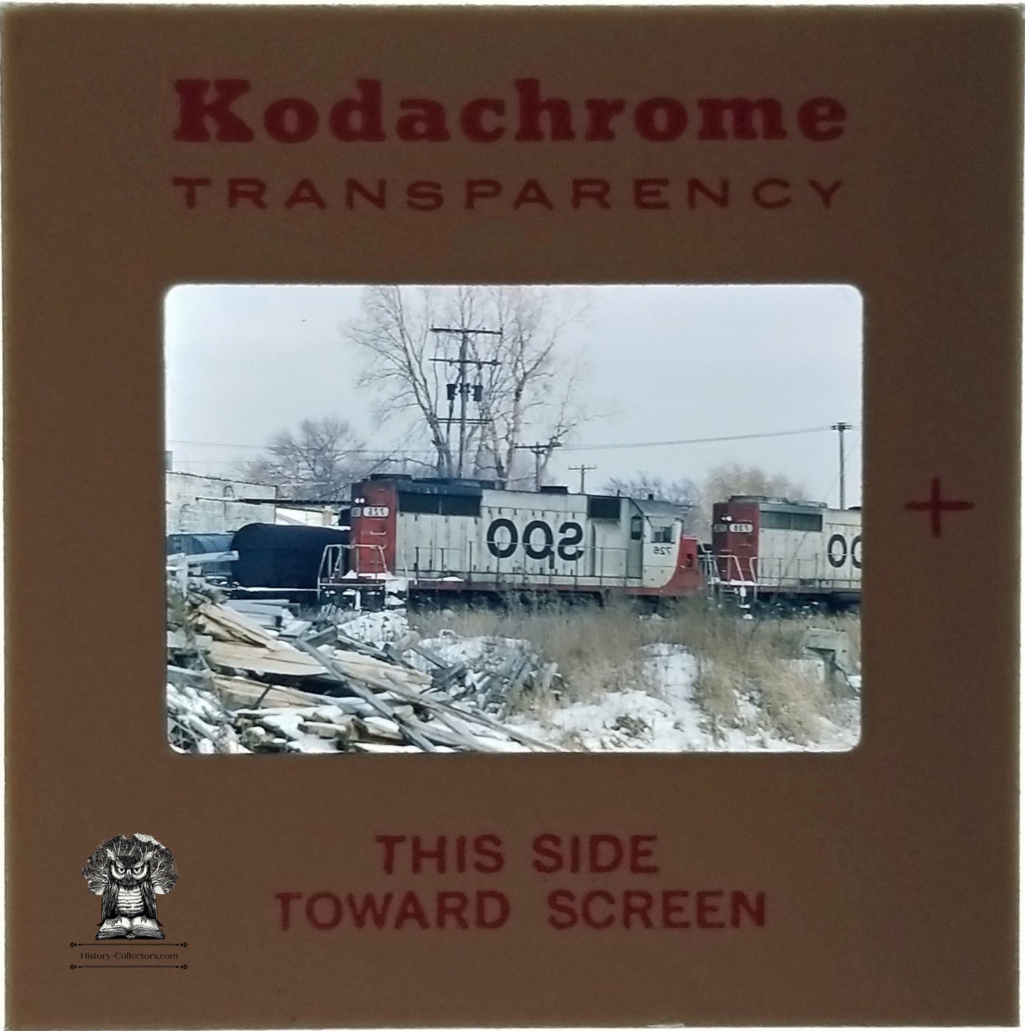 1976 Soo Line Railroad Train Engine 726 738 Photo Slide - Urban Scene - Kodak Kodachrome