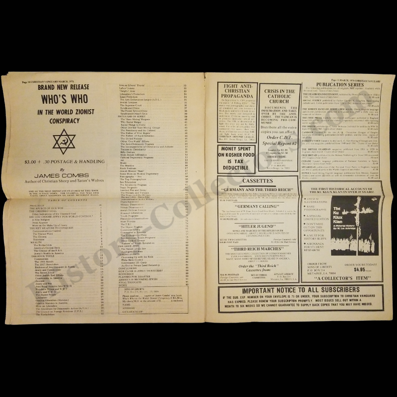 1978 Christian Vanguard Newspaper - New Christian Crusade Church - Metairie Louisiana - Far-Right Ideology - Anti-Zionism - Issue #75 - March