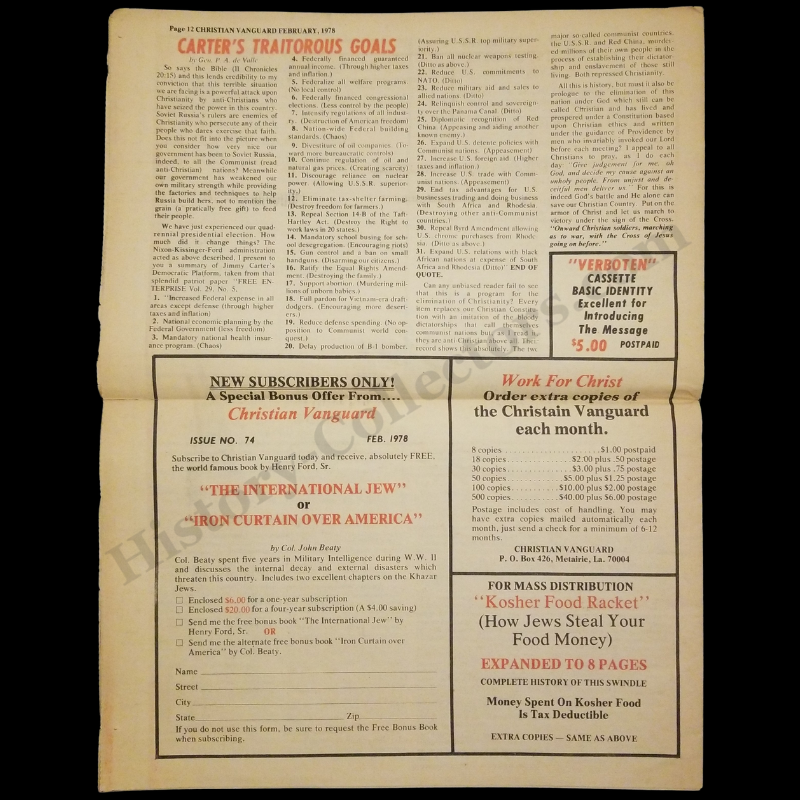 1978 Christian Vanguard Newspaper - New Christian Crusade Church - Promotional Sample Issue - No. 74 - February