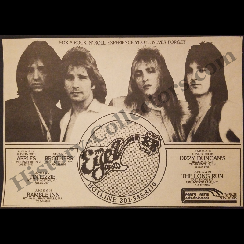 1980 The Eyez Band Print Advertisement Clipping - New York - New Jersey - Northeast Rock Culture - Cold War Era - Ready For Framing