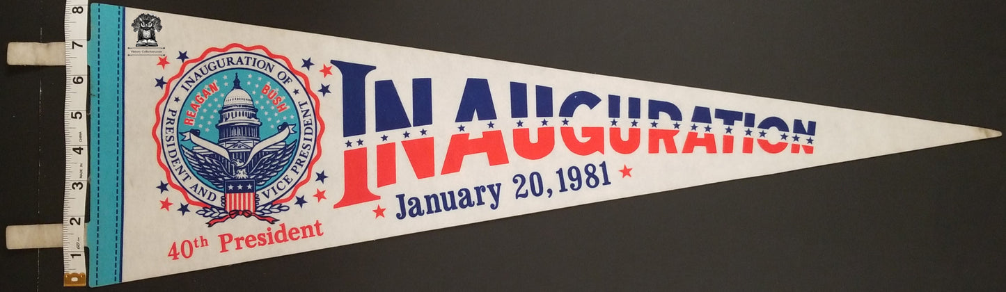 1981 Reagan Bush Inauguration Souvenir Pennant - 40th Presidential Seal