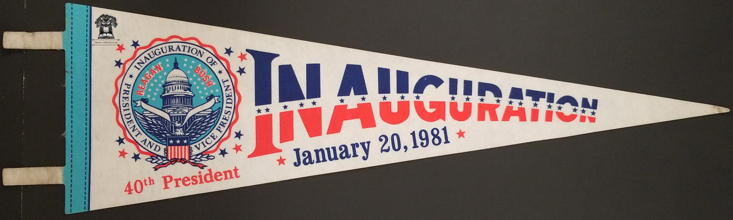 1981 Reagan Bush Inauguration Souvenir Pennant - 40th Presidential Seal