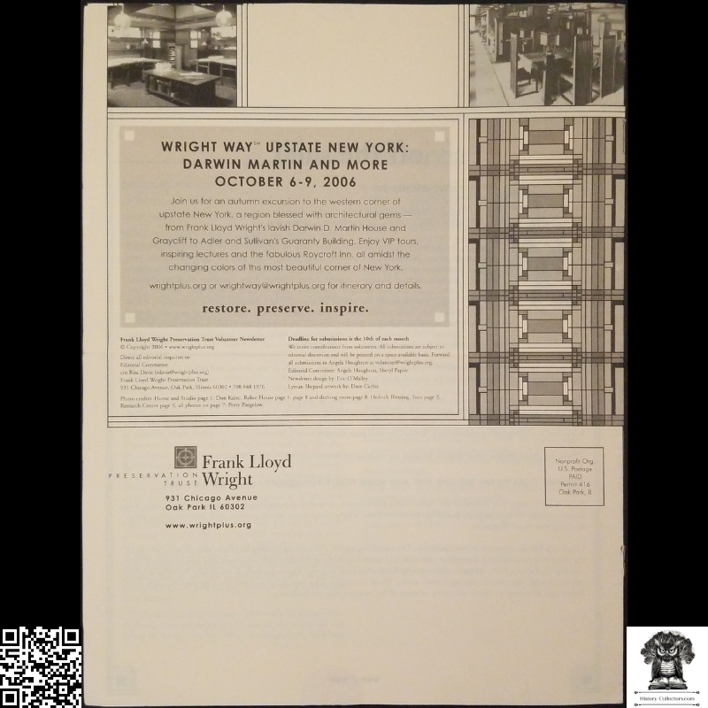2006 Frank Lloyd Wright Now Preservation Trust Volunteer Newsletter July