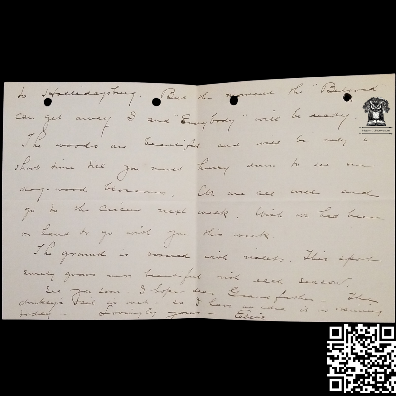 Antique Original Personal Correspondence Granddaughter To Grandfather Letter - Rose Valley - Moylan - Delaware County Pennsylvania - May 1