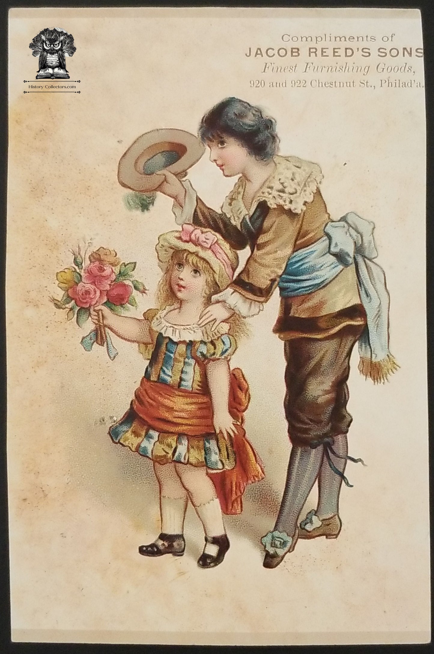 Jacob Reed's Sons Victorian Advertising Card Chestnut St Philadelphia PA