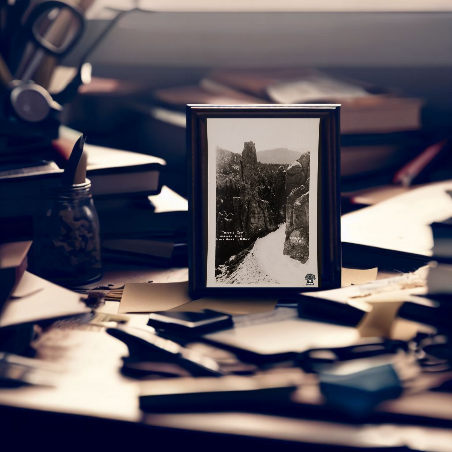 RPPC Picture Postcard - Traffic Cop Rock Needles Highway Black Hills South Dakota - BHS