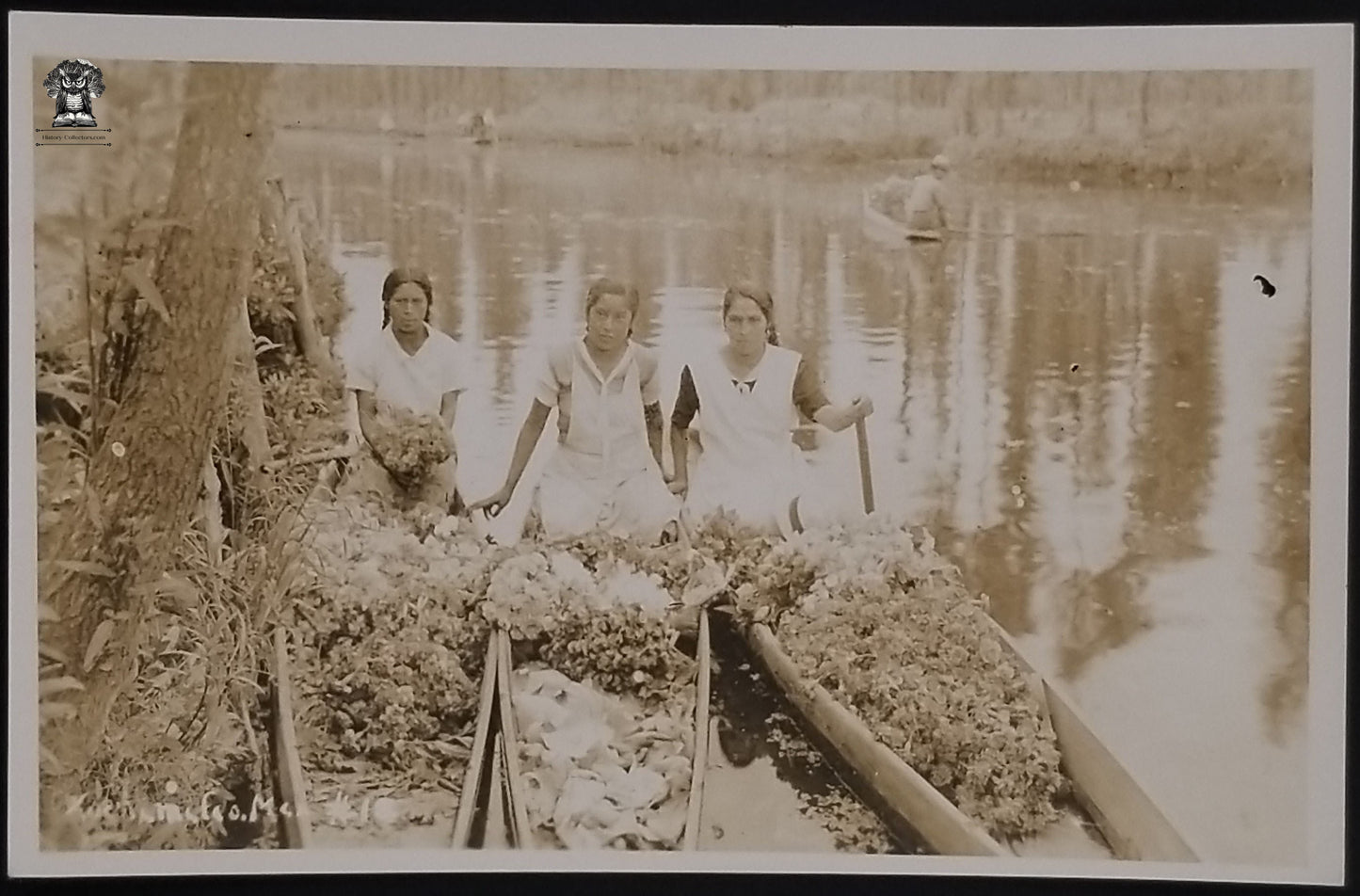 c1939 RPPC Picture Postcard - Xochimilco Mexico City Chinampas Floating Gardens - EKC Stamp Box