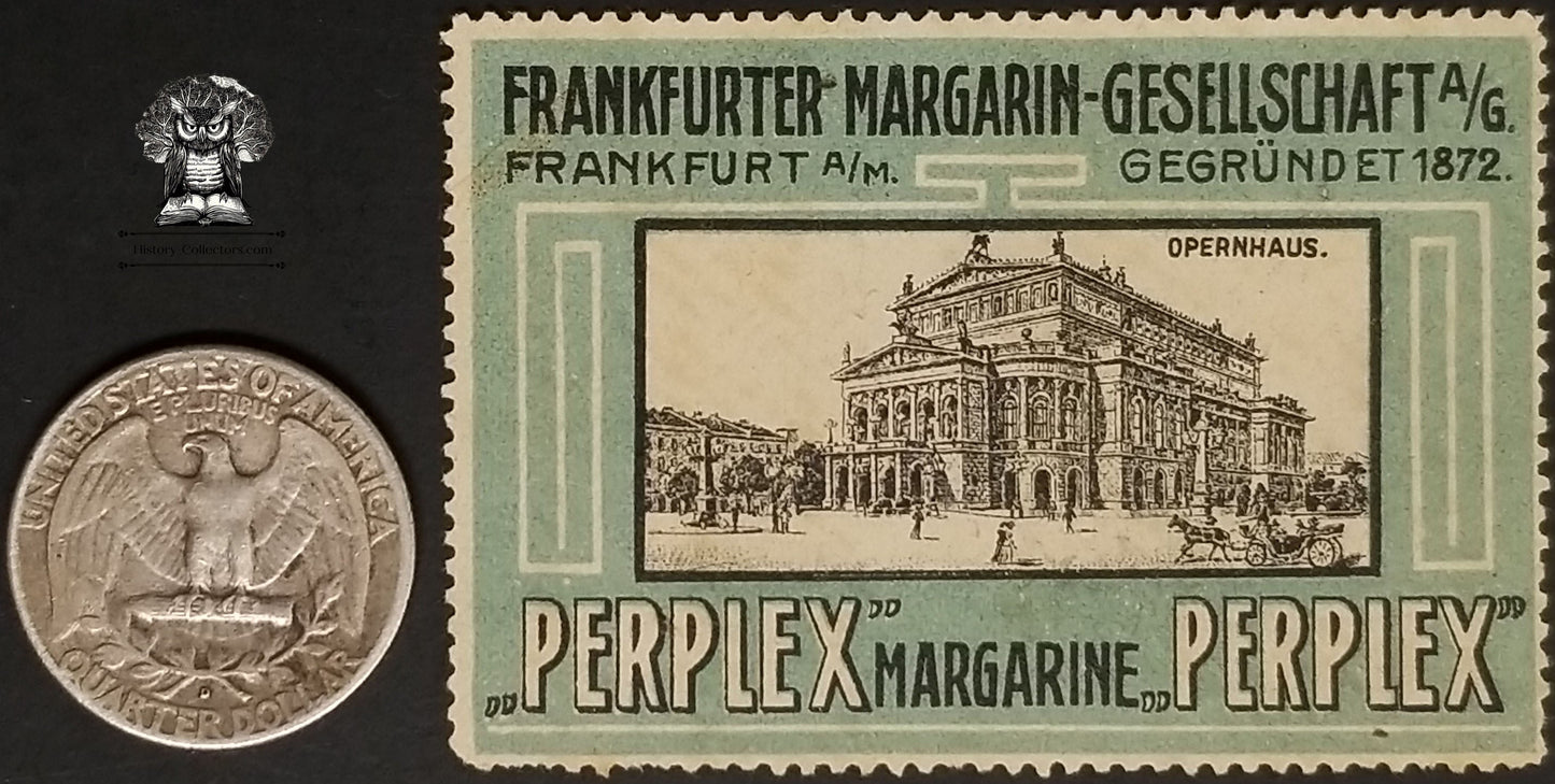 Vintage German Frankfurter Margarin Society Perplex Cinderella Poster Stamp - Germany