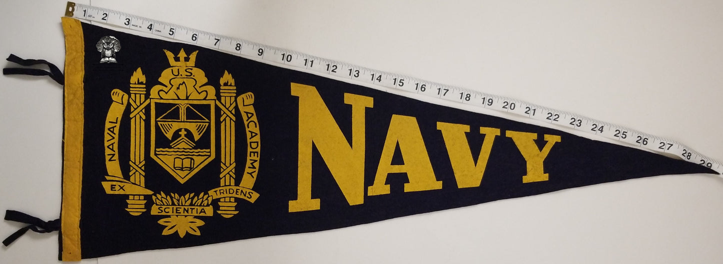 Vintage United States Naval Academy Logo Pennant - USNA Annapolis MD
