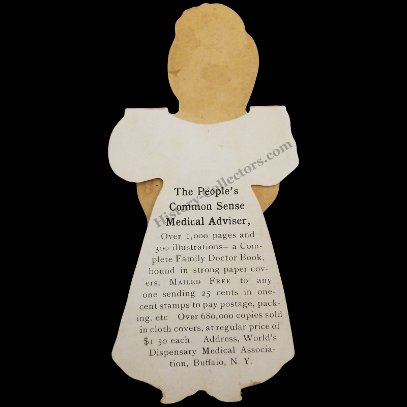 c1895 Dr. Ray Vaughn Pierce’s Advertising Paper Doll Die Cut - People's Common Sense Medical Advisor - World’s Dispensary Medical Association Buffalo New York - Female Derangement Cure - Progressive Gilded Age Era - Ready For Framing