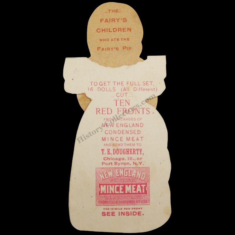 c1895 T.E. Dougherty Company Advertising Paper Doll Die Cut - New England Mince Meat - Port Byron New York - Chicago Illinois - The Fairy's Children Series - Mail In Premium - Progressive Era - Ready For Framing