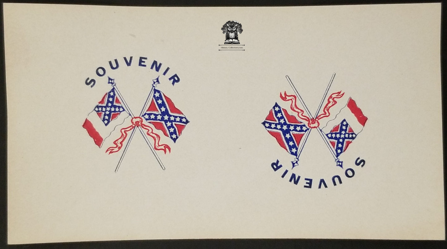 c1900 Celluloid Pinback Proof Die Cut - Confederate Battle Flags Historical Militaria Souvenir