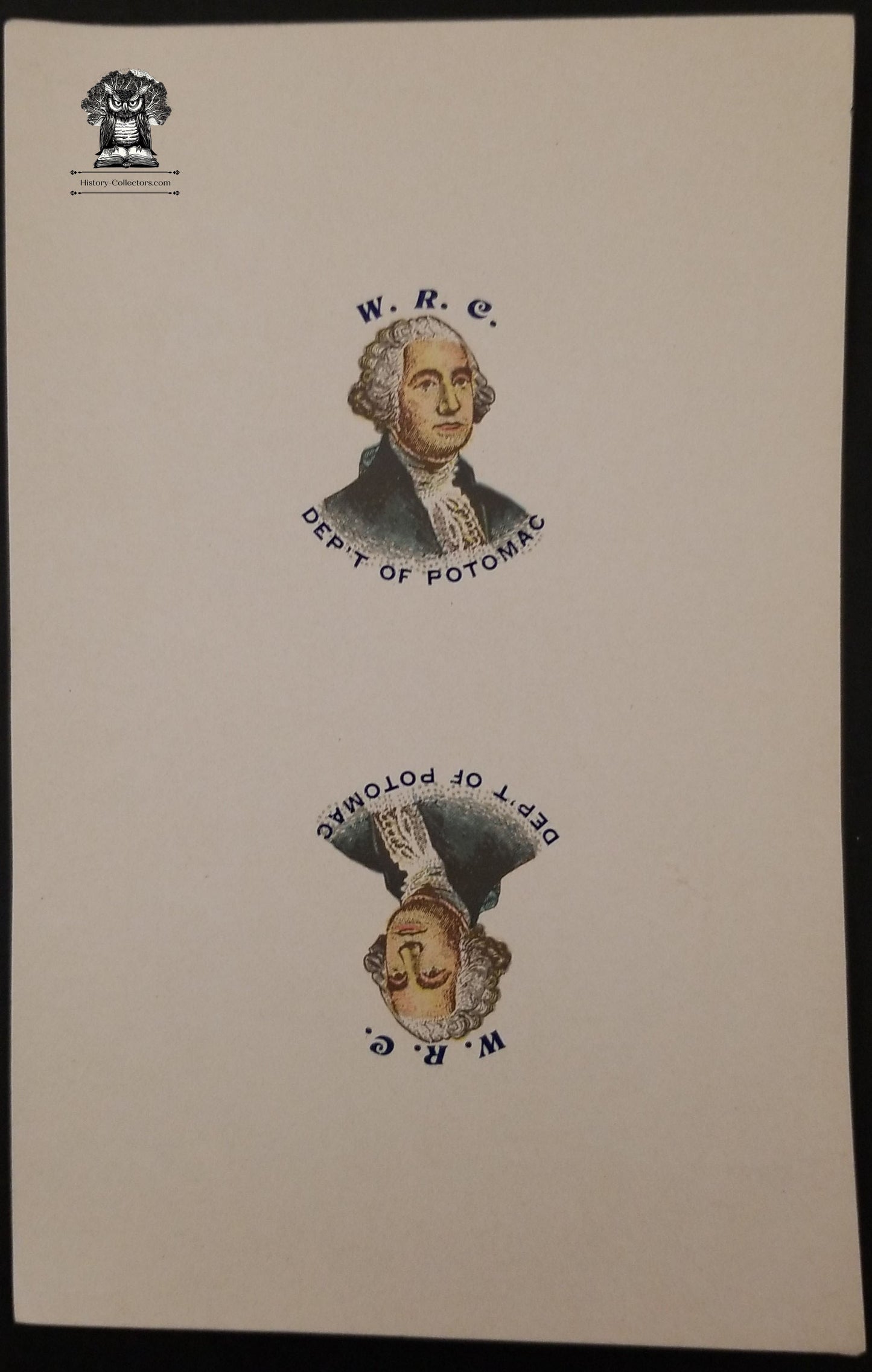 c1900 Celluloid Pinback Proof Die Cut - George Washington Dept of Potomac