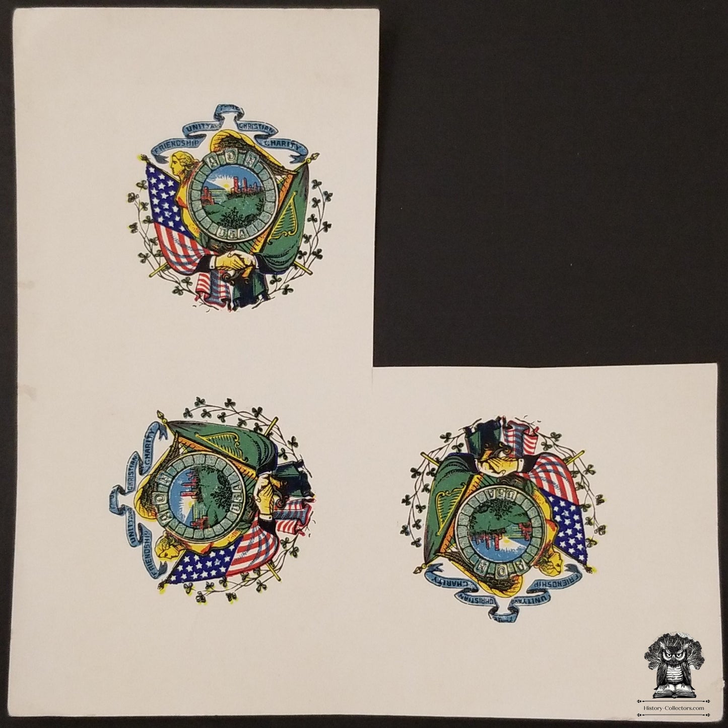 c1900 Celluloid Pinback Proof Die Cut A.O.H. Ancient Order of Hibernians USA Irish Catholic Fraternal Order