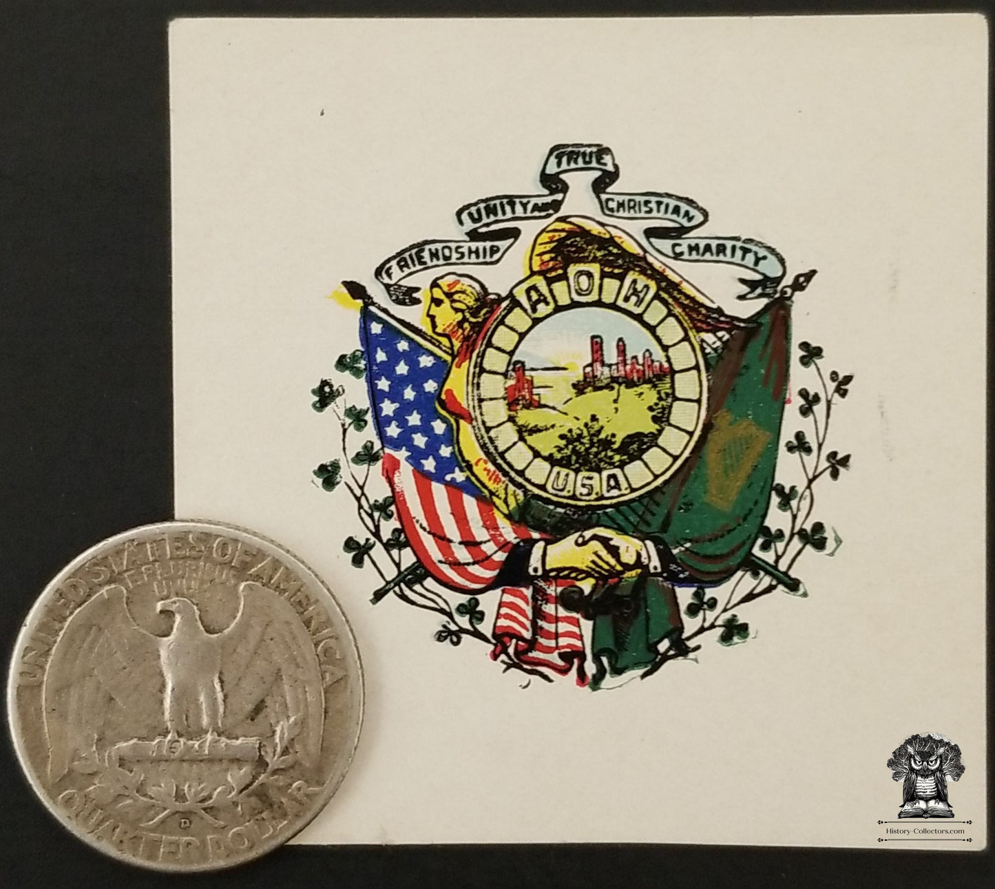 c1900 Celluloid Pinback Proof Die Cut A.O.H. Ancient Order of Hibernians USA Irish Catholic Fraternal Order