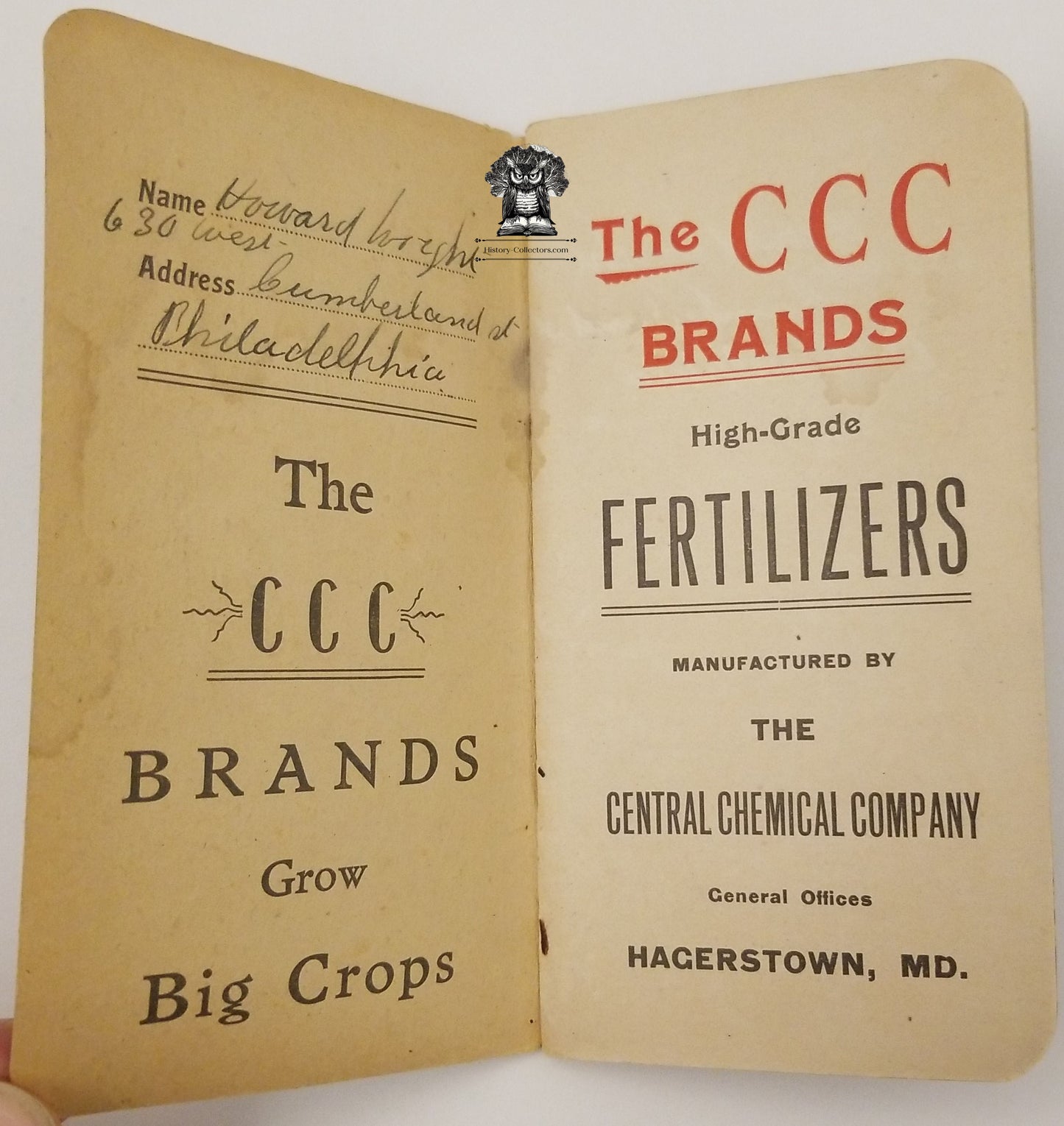 c1900 Central Chemical Company Advertising Booklet Fertilizers Hagerstown MD CCC
