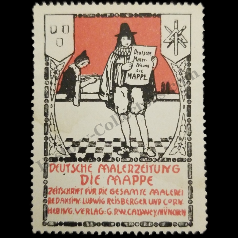 c1900 German Painters’ Newspaper Advertising Stamp - Deutsche Malerzeitung – Die Mappe - Ludwig Reisberger - G. D.W. Callwey - Munich - Ready For Framing