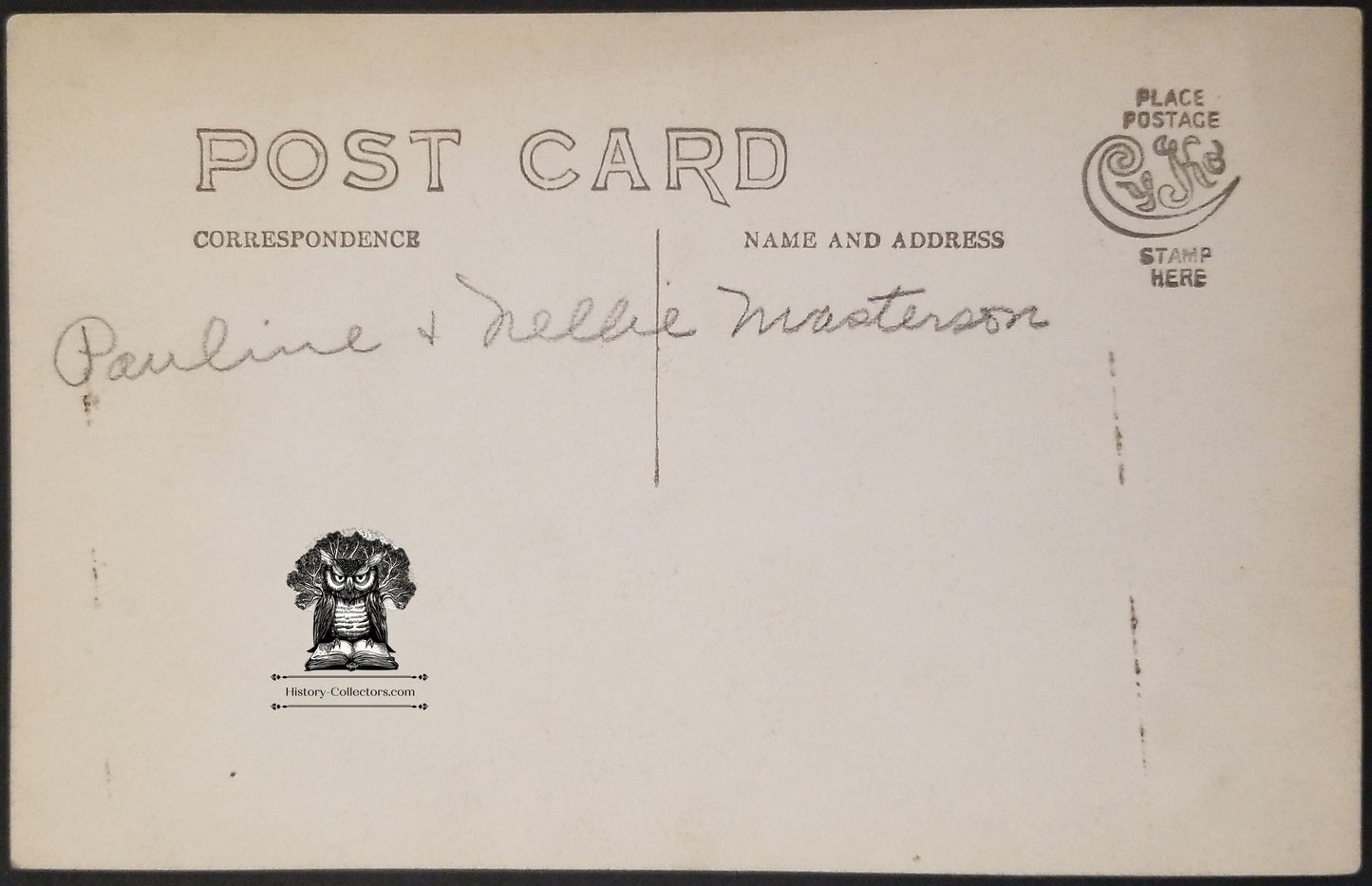 c1904 RPPC Picture Postcard - Two Girls on Equine Horseback - Pauline & Nellie Masterson - CYKO Stamp Box