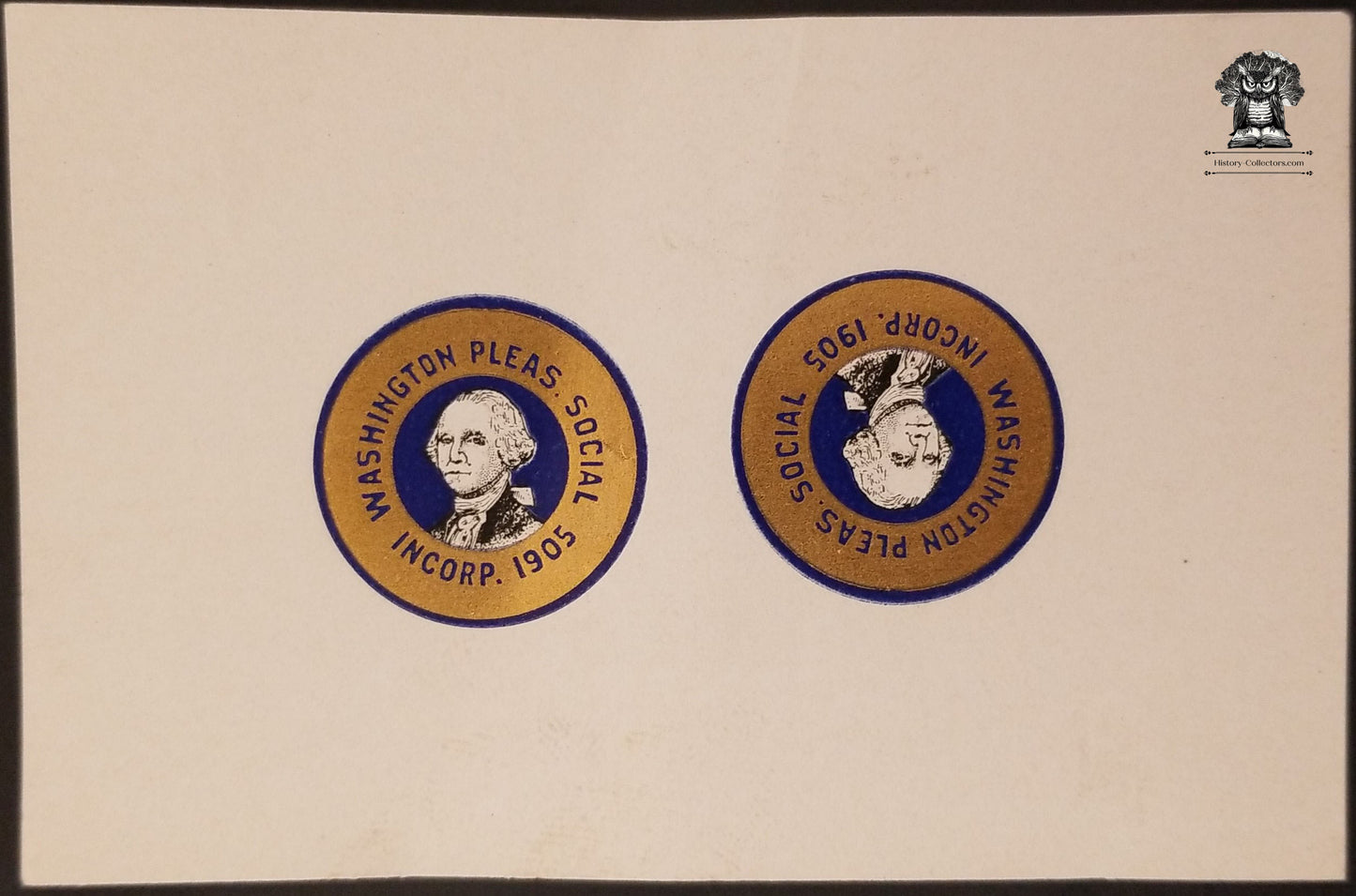 c1905 Celluloid Pinback Proof Die Cut George Washington - Fraternal Order Club