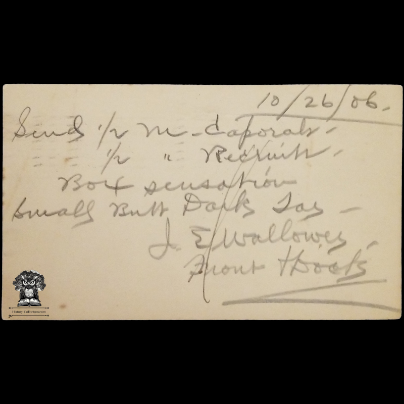 c1906 AB Cunningham Tobacco Co Personal Order Form Postal Card - 236 Market Street - Philadelphia PA - One Cent McKinley Scott UX18 - Postal Cancel - October 26 - Postcard